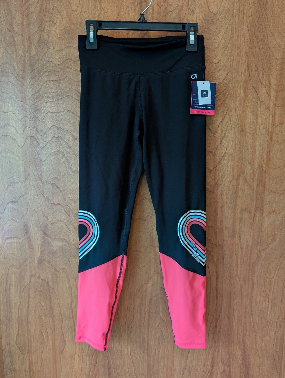 NWT GapFit Girls' Rainbow Pink Heart Leggings L 10